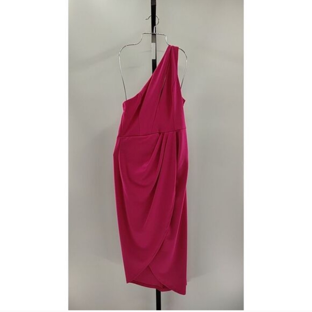 Lulu's Vibrant Hot Pink One-Shoulder Midi Dress - Picture 3 of 3